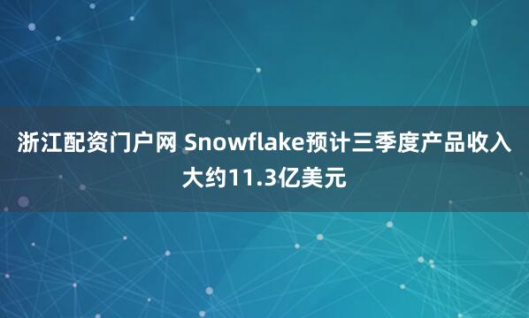 浙江配资门户网 Snowflake预计三季度产品收入大约11.3亿美元